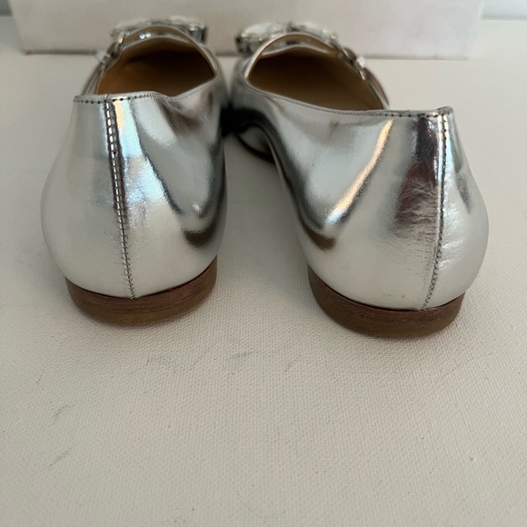 Frances Valentine Josephine Silver Ballet Flats with Crystal Embellishments - Picture 4 of 10